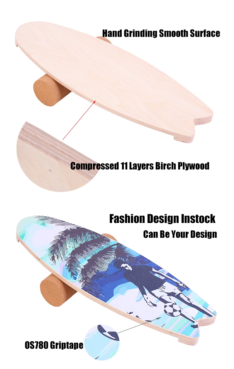 Wooden Balancing Board Exercise and Build Core Stability Wobble Board for Golf Skateboard Hockey Snowboard &amp; Surf Training