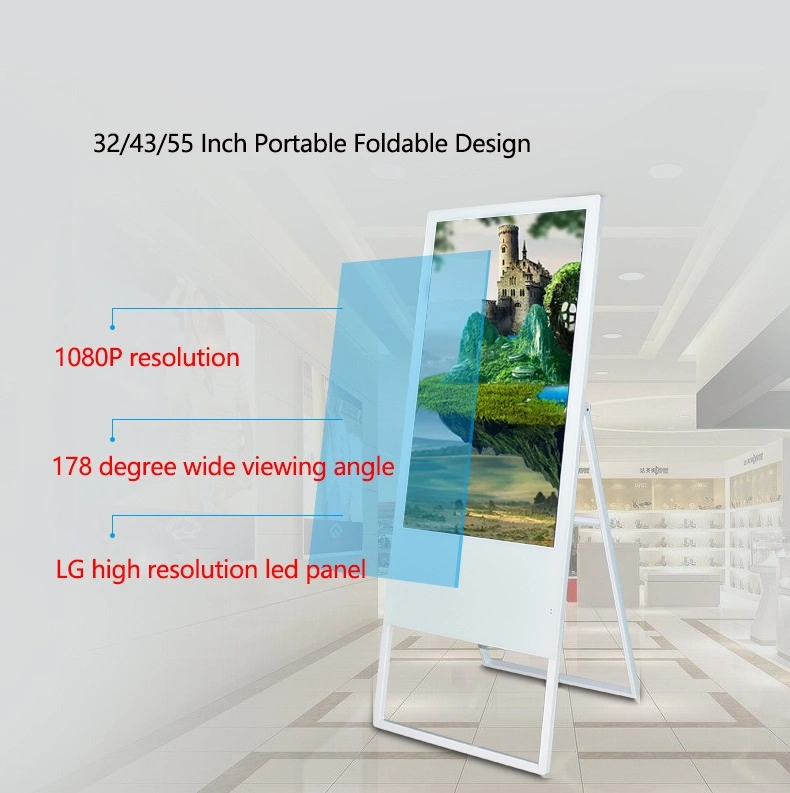 43&quot; Foldable Floor Stand Digital Signage LCD Display Android