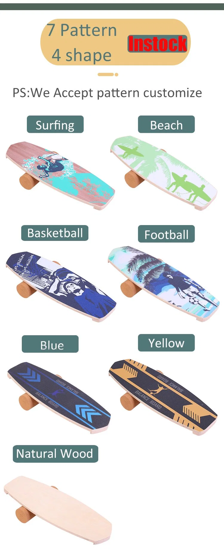 Birth Plywood Wooden Balance Board with Cork Roller for Yoga Juggle Soccer Hockey Skateboarding Leg Exercises Surfing