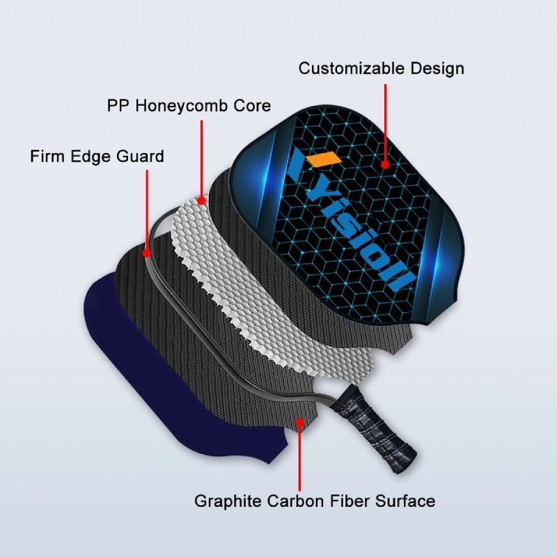 OEM High-End Carbon Fiber Weave T700 3K 12K 18K Thermoforming Unibody Encased Elongated Pickleball Paddle