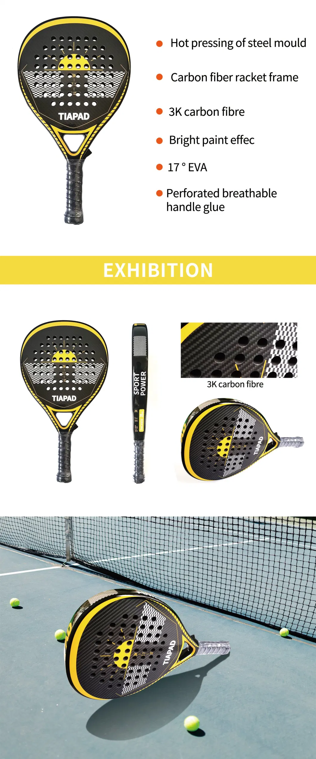 Direct Factory Custom PP Carbon Fiber Padel Racket Fast Delivery Paddle Rackets