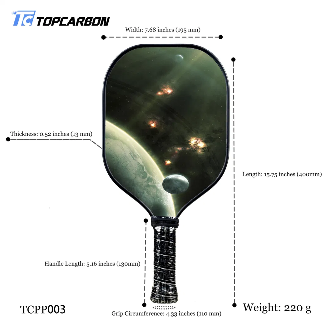 Factory Hot Selling Graphic Custom Carbon Fiber Fiberglass PP Honeycomb Pickleball Paddle