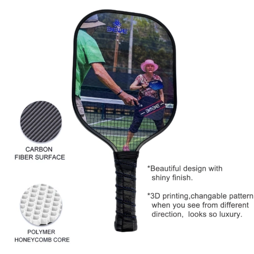 High Quality E1-21 Full Carbon 3D Effect Pickleball Paddle Racket