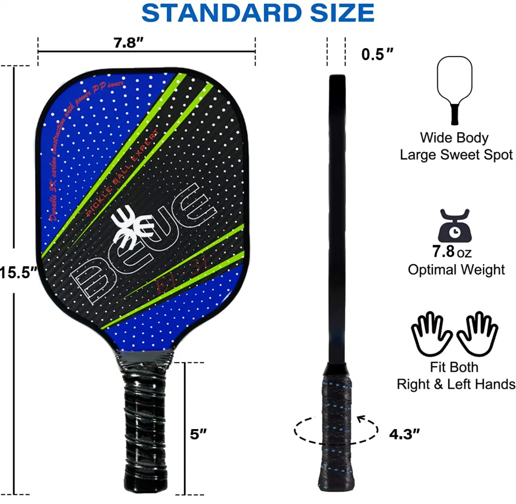 Low MOQ Usapa Approved Customized Carbon Pickleball Paddle Set