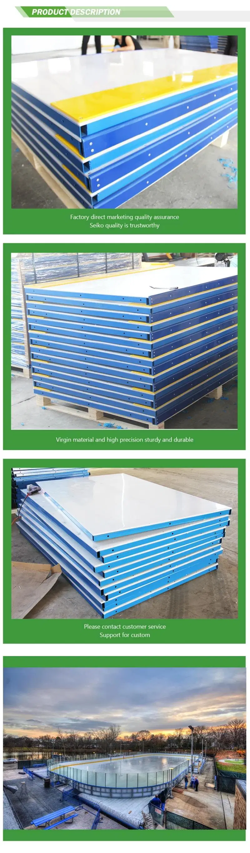 Easy to Install and Move Flooring Tile Panels UHMWPE Synthetic Ice Hockey Rink UHMWPE Ice Sheets for Ice Skating