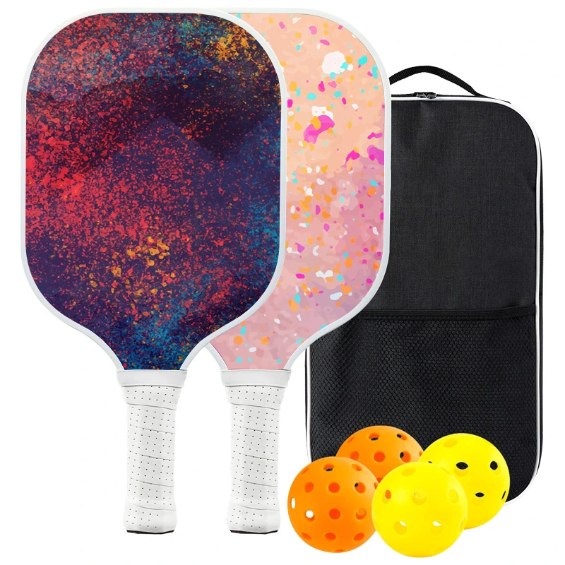 Pickleball Set with 4 Pickleballs, 2 Pickleball Paddles Fiberglass Pick Racquet Set