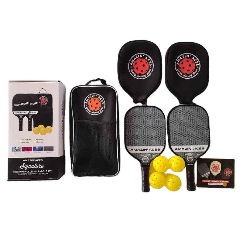 Pickleball Paddles Set Usapa Approved Carbon Fiber Pickleball Set 2 Graphite Pickleball Rackets with 4 Balls 1 Carry Bag