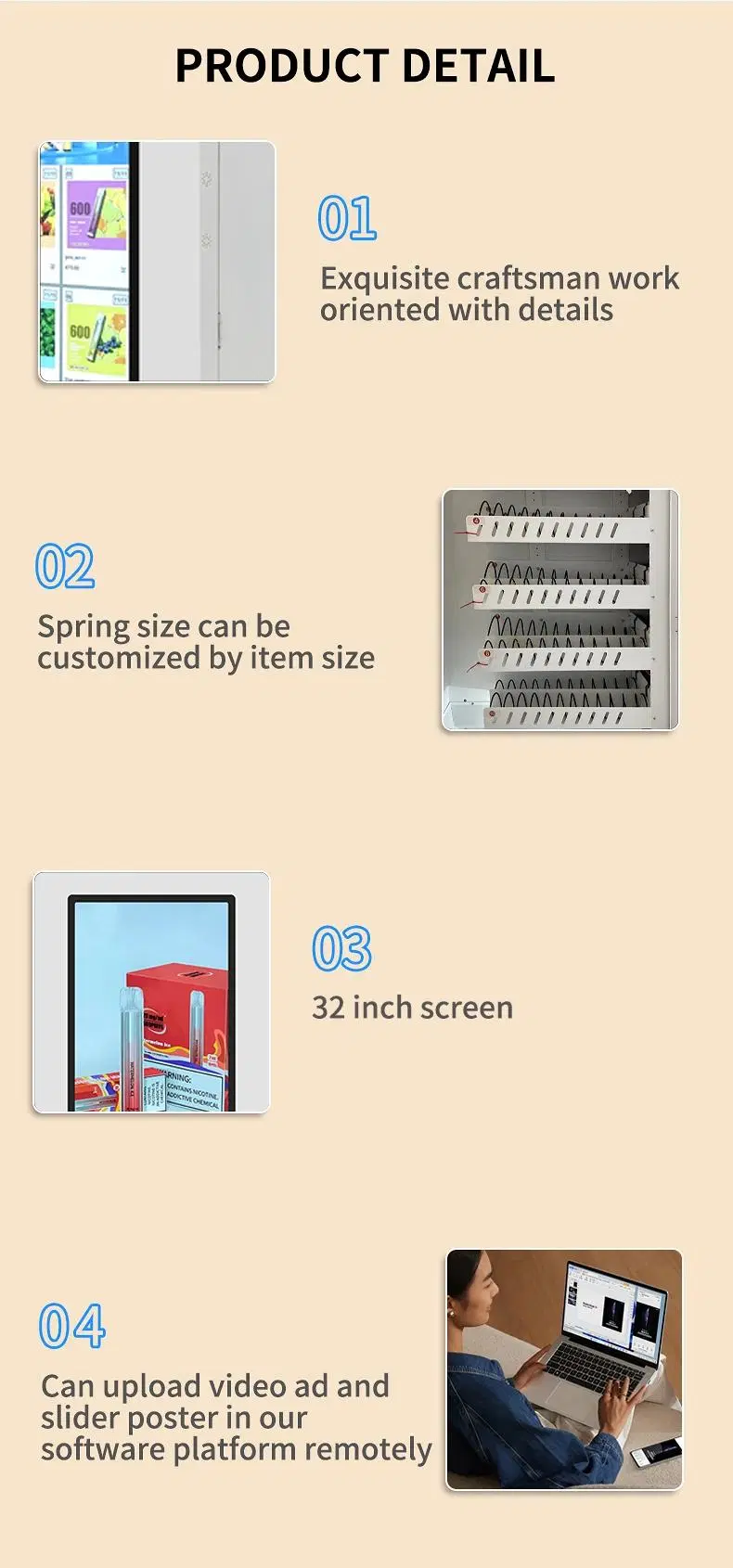 Automatic Cold Energy Drink Vape Vending Machine for Soda and Food