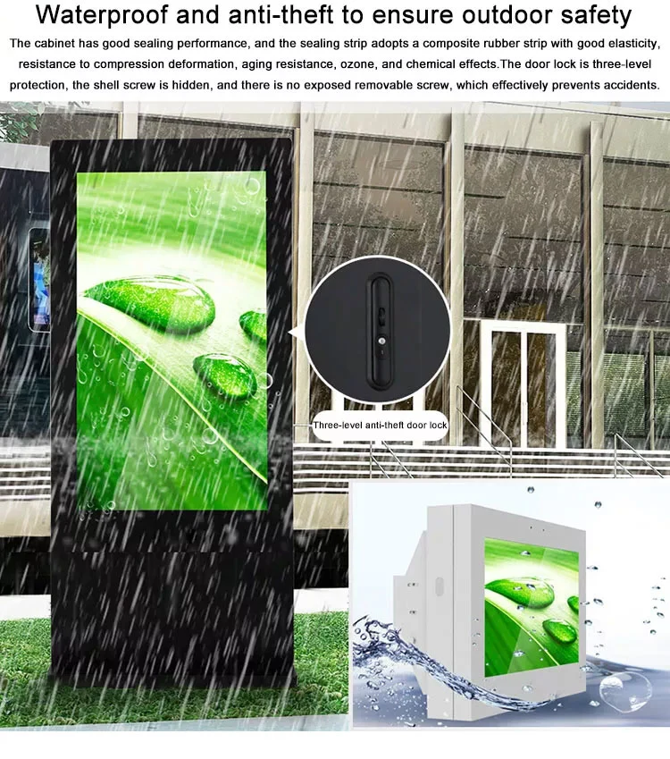 Waterproof IP65 3500nits LCD Advertising Screen 4K Outdoor Totem Display Digital Signage