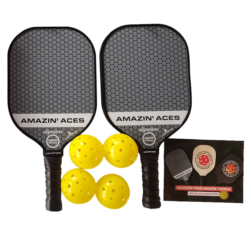 Pickleball Paddles Set Usapa Approved Carbon Fiber Pickleball Set 2 Graphite Pickleball Rackets with 4 Balls 1 Carry Bag