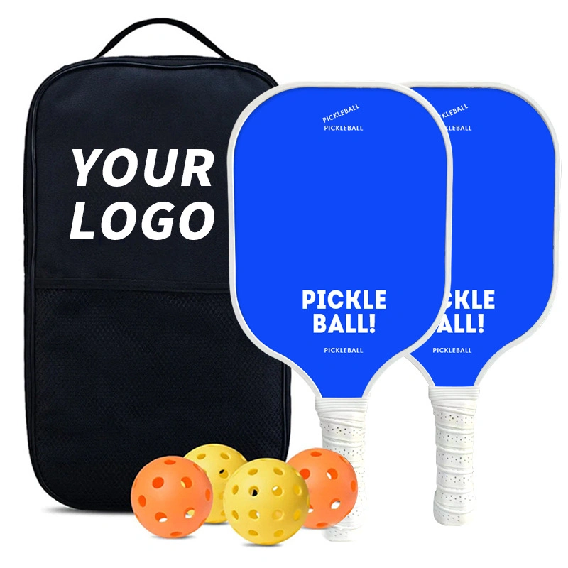 Pickleball Set with 4 Pickleballs, 2 Pickleball Paddles Fiberglass Pick Racquet Set