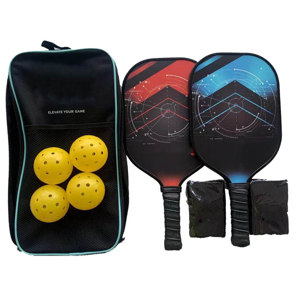 Pickleball Paddle Set with 2 Rackets 1 Drawstring Bag 2 Wrist Bracers 4 Balls
