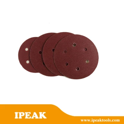 Los valores de fábrica resistente barato DIY 5 pulgadas de color rojo óxido de aluminio pulido de Discos de lijado de tela hoja de papel de lija