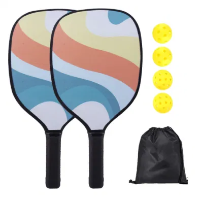 Personaliza las palas de Pickleball de fibra de vidrio con una cómoda bolsa de transporte y 4 Pickleball al aire libre Pickleball Paleta de pala de bola de goteo cubierta