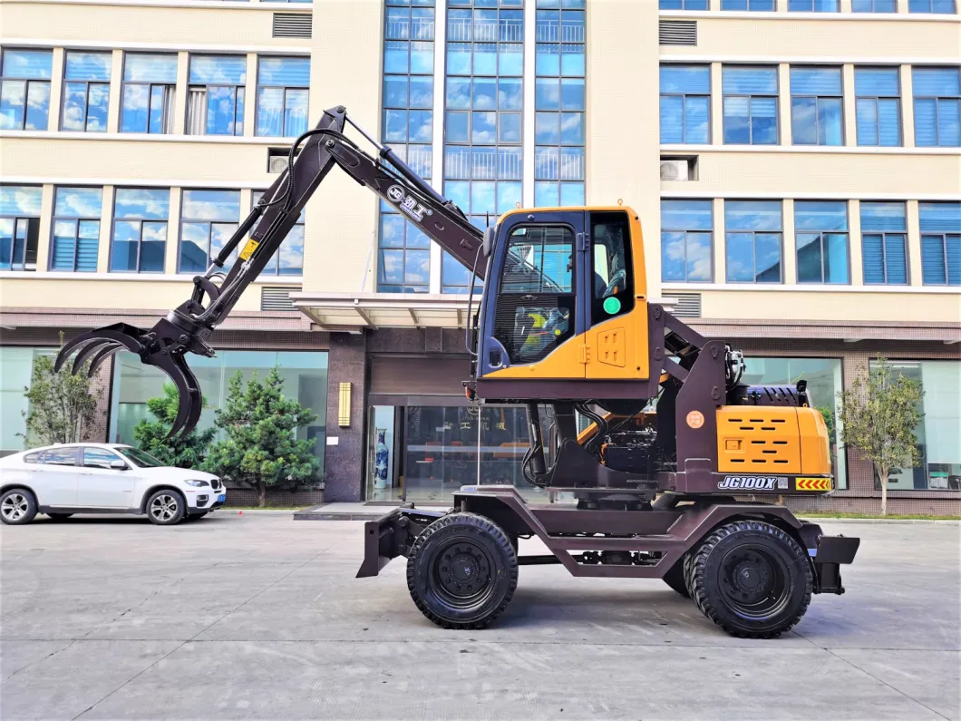 Jg100X Grapple Wheel Excavator with Lifting Cab Grab Wood