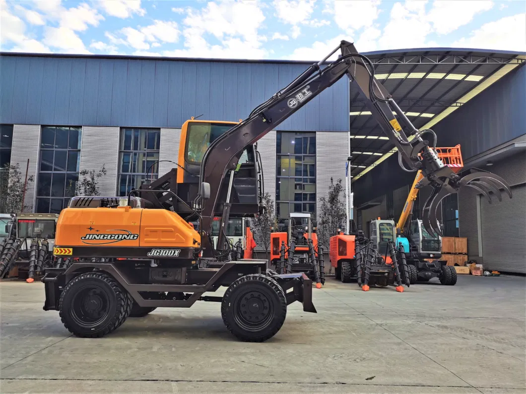 Jg100X Grapple Wheel Excavator with Lifting Cab Grab Wood