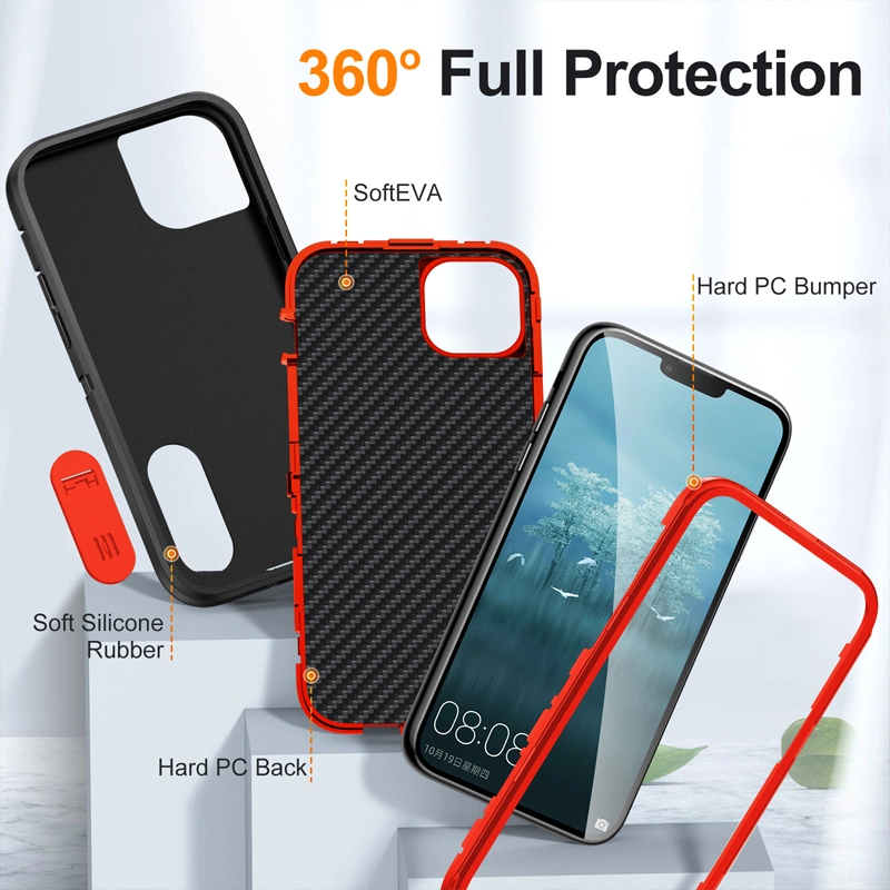 for iPhone 13 Samsung S22 Triple Defense Armor Stand Phone Case