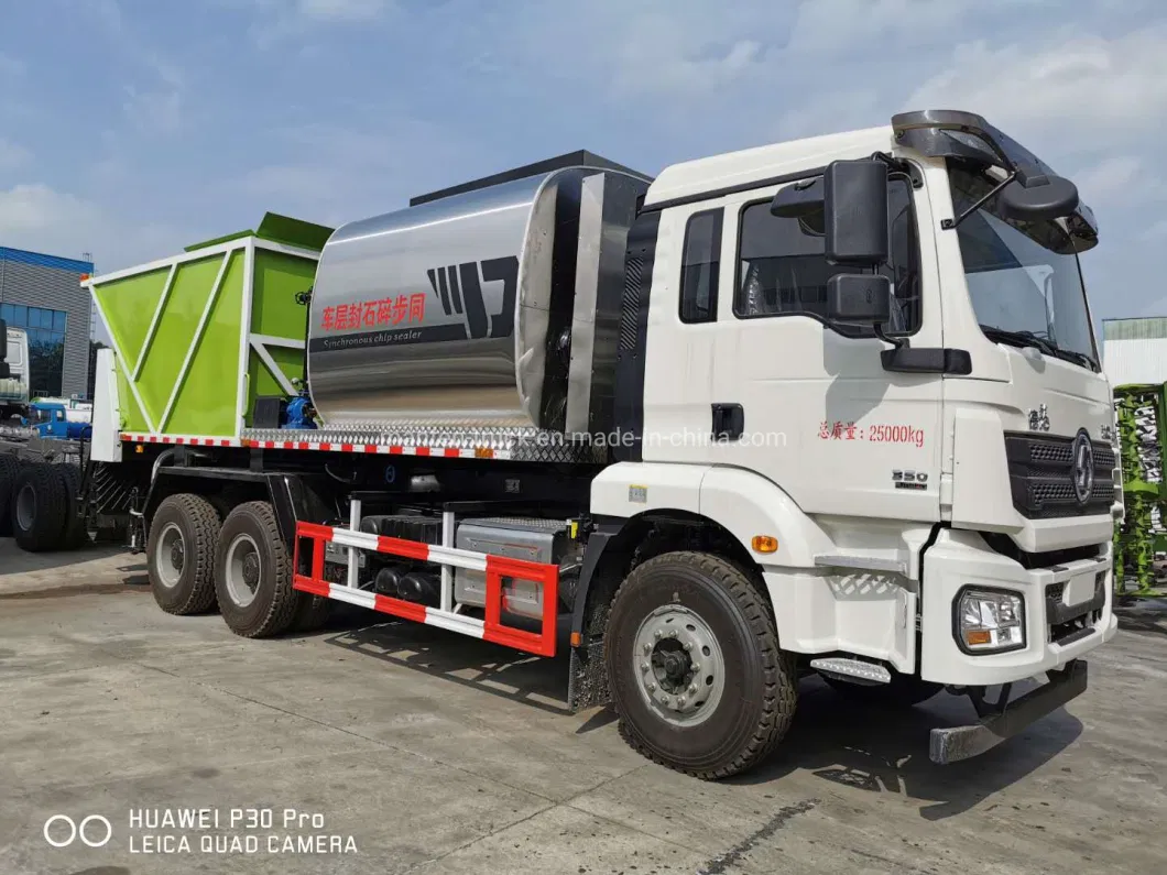 Shacman 10 Wheelers 8m3 Bitumen Tank and 12m3 Gravel Tank Asphalt Spraying Truck for Sale