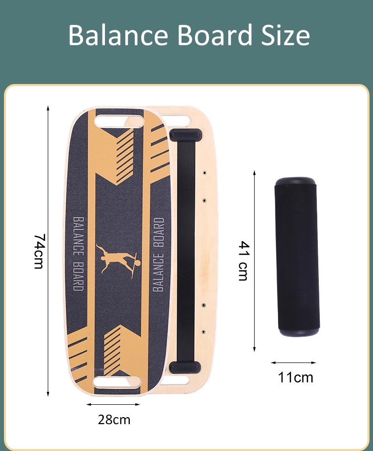 Wood Wobble Balance Board Trainer for Skateboard, Hockey, Snowboard &amp; Surf Training - Balancing Board W/Workout Guide to Exercise and Build Core Stability