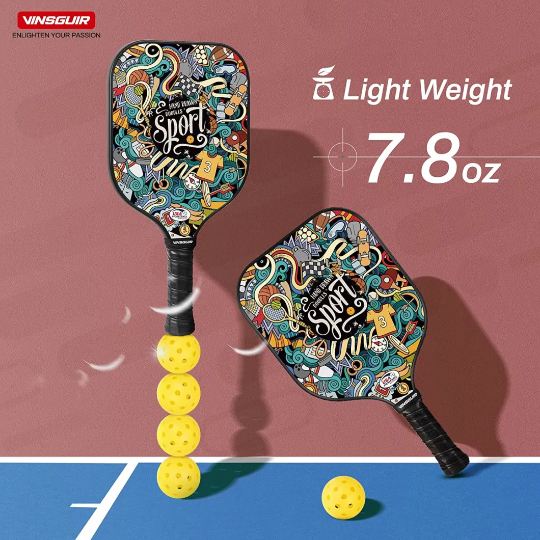 Pickleball Paddles-Usapa Approved Graphite/Fiberglass Pickleball Set of 2 Rackets and 4 Pickle Balls, Lightweight Pickleball Racquet Set with Pickleball Bag