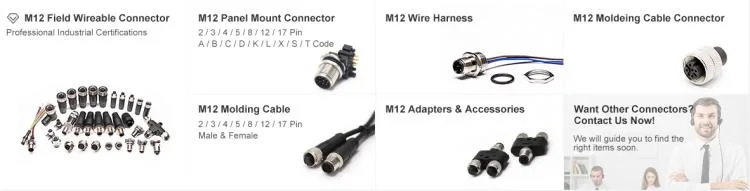M12 Connector 3 4 5 8 12 Pin Field Wireable