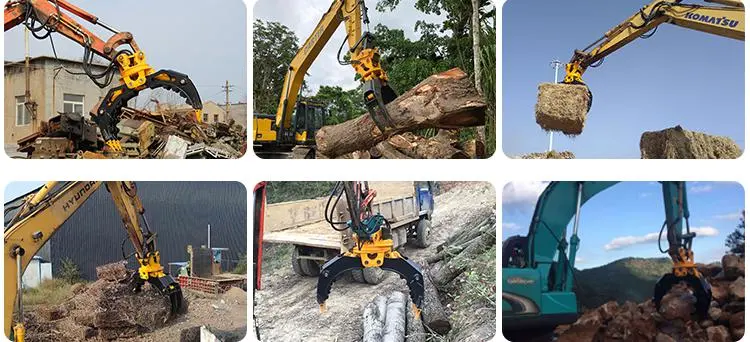 Excavator Machinery Hydraulic Grapple Rotating Wood Grab Log Rock Grapple for Cane