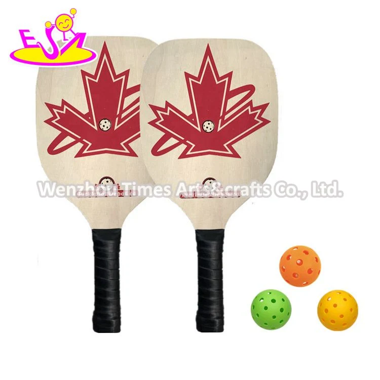 Customized Usapa Approved Non-Slip Wooden Pickleball Rackets with Balls W01c003