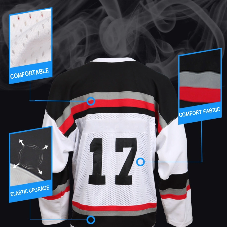Professional Training Sports Shirt Custom Sublimated Black with White Ice Hockey Jersey