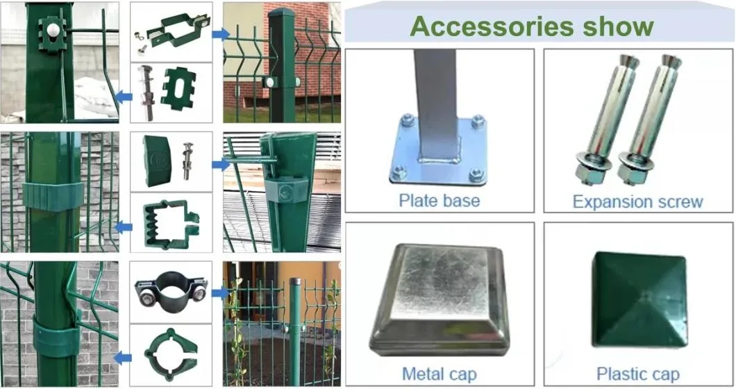 Stainless Steel Wire 3D Panels Welded Wire Mesh Fence Top Curve Fence Door Triangle Bend Fence House Gate Grill Design Iron Square Tube Gate Building Material