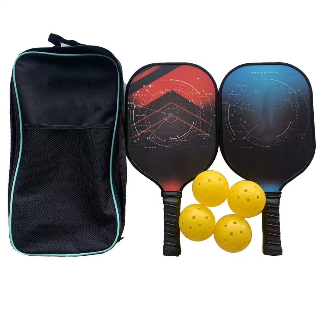 Pickleball Paddle Set with 2 Rackets 1 Drawstring Bag 2 Wrist Bracers 4 Balls