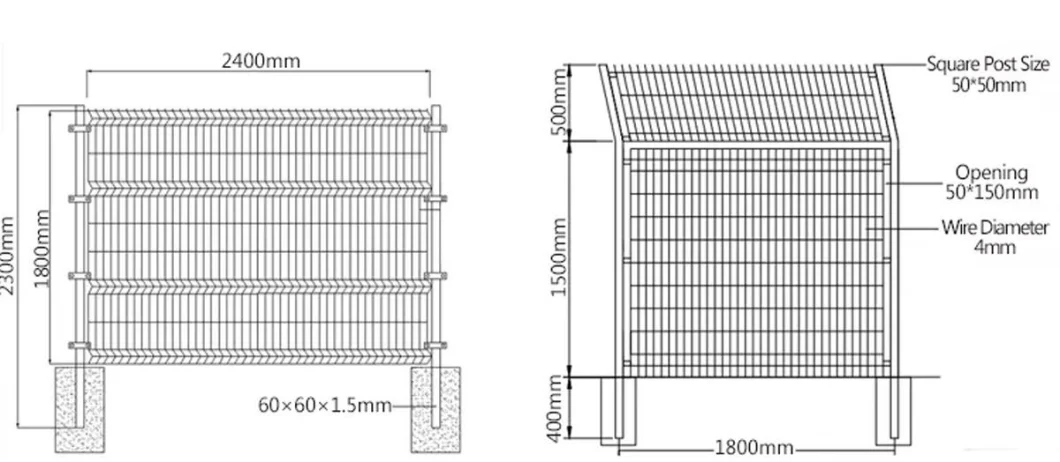 Factory Direct Supply Powder Coated Welded Wire Mesh Fence Triangle Fence 3D Panel Fence Curvy Mesh Fence