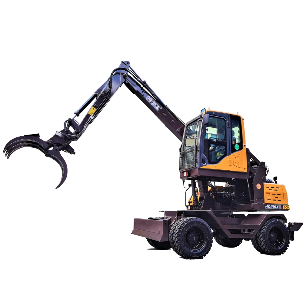 Jg100X Grapple Wheel Excavator with Lifting Cab Grab Wood