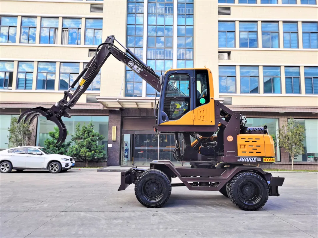 Jg100X Is Manufactured in China, Lifting Cab Grab Wood Grapple Wheel Excavator