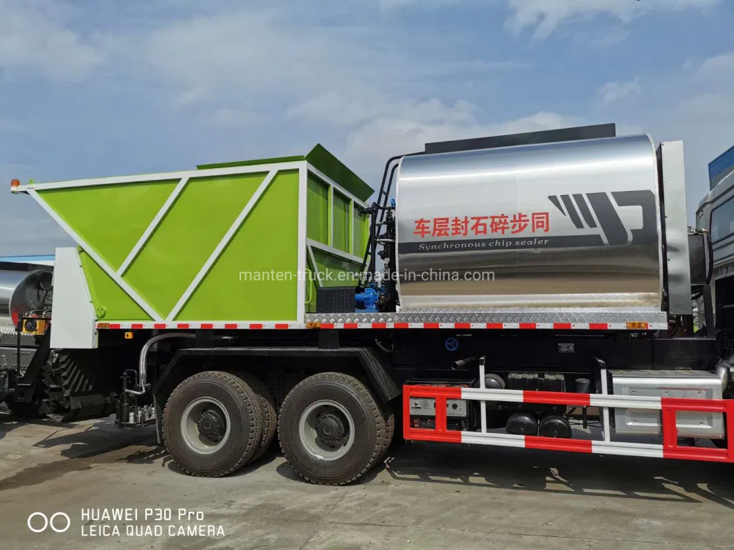 Shacman 10 Wheelers 8m3 Bitumen Tank and 12m3 Gravel Tank Asphalt Spraying Truck for Sale