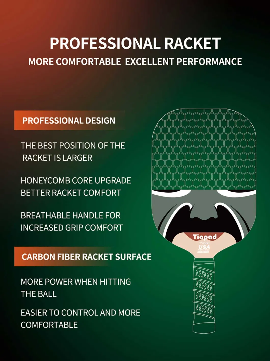 Carbon Fiber Face Best Price Certificated Pickleball Paddles