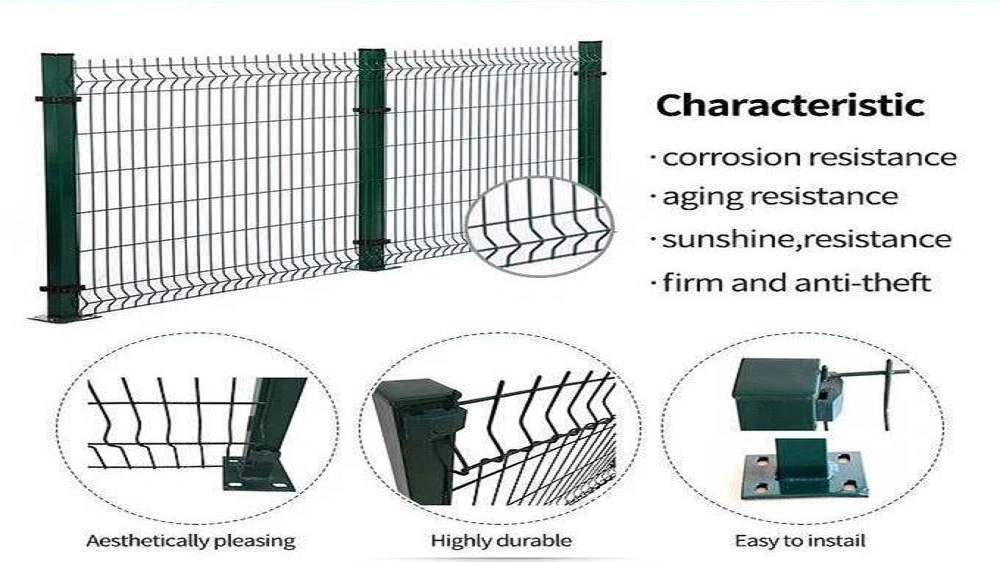 Wholesale Dark Green Powder Coated Welded Wire Mesh Fence Metal Fence Wire Fence Triangle Fence 3D Panel Fence