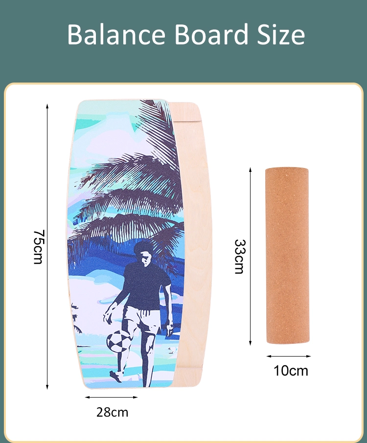 Wooden Balance Board Trainer Wobble Board for Skateboard, Hockey Snowboard Surf Training Balancing Board W/Workout Guide to Exercise and Build Core Stability