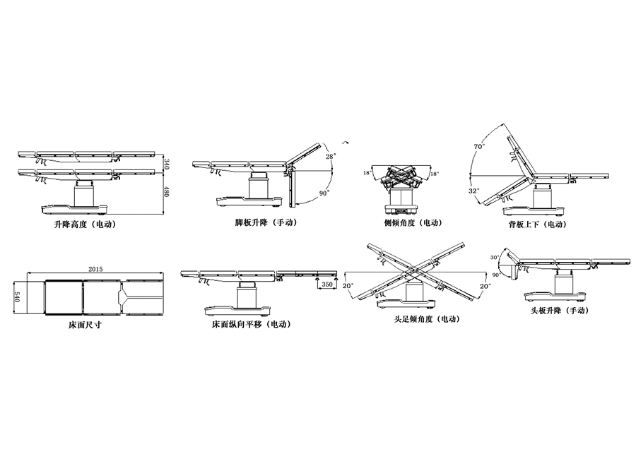 Hospital Equipment Medical Electric Surgery Bed Operating/Operation Theatre Hospital Table