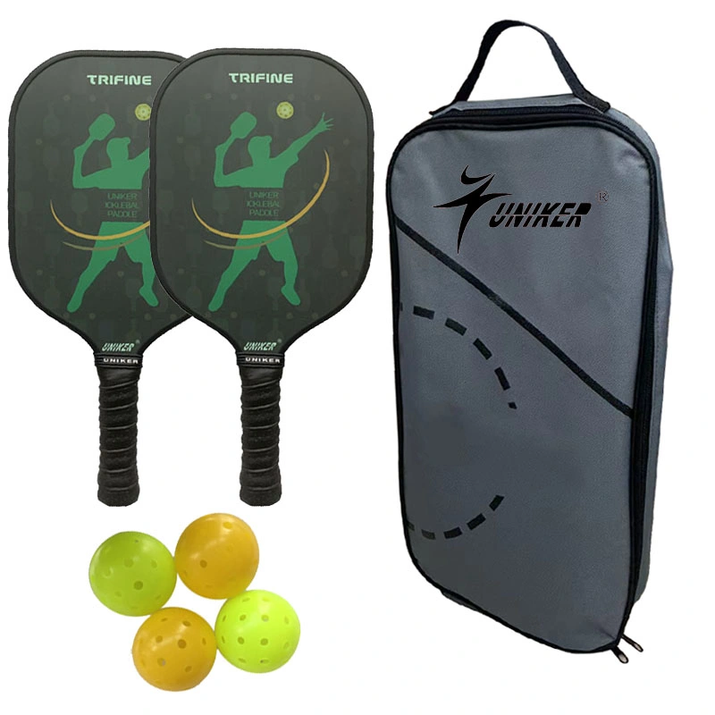 Pickleball Paddle Set Carbon Fiber Surface 4 Balls and 1 Pickleball Bag