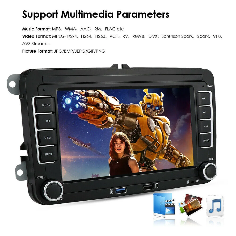 7 Inch Android 10 Radio Car Stereo Carplay Bt GPS for VW Volkswagen Jetta Passat Camera