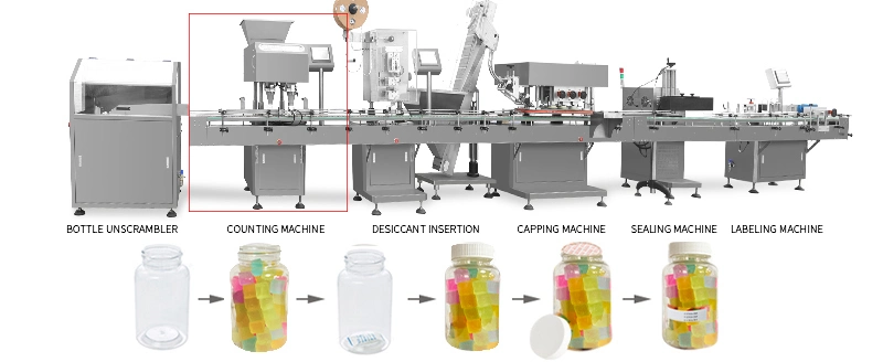 Small Moving Transfer Conveyor Bottle Holder Bottles Clamping Conveyor for Bottom Printing Side Stick Label