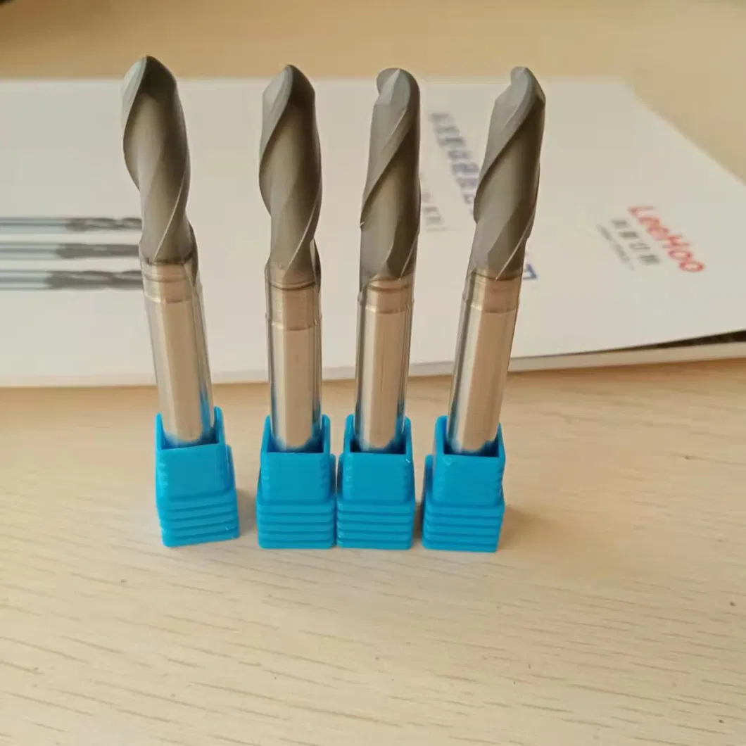 Solid Carbide Ball Nose CVD PCD Diamond Coating Graphite 2/4 Flutes Square End Mill Milling Cutter for Graphite /Glass Heat Bending Mode/Carbon Fiber/Ceramic