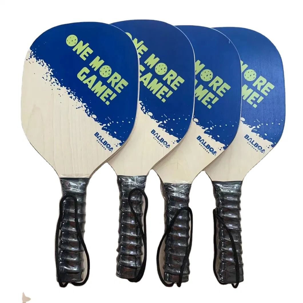 Pickleball Paddle Set Wood 4 Pickleball Racquets 4 Balls with Drawstring Bag