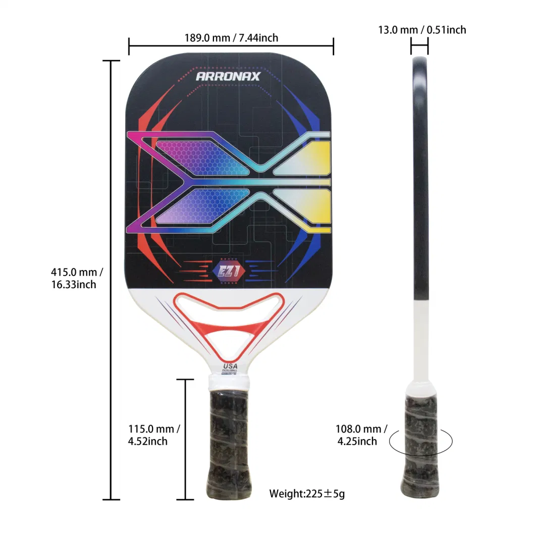 2023 New Trending Design Pickleball Paddle Customized Carbon Fiber 13mm PP Core Edgeless Pickleball Paddle