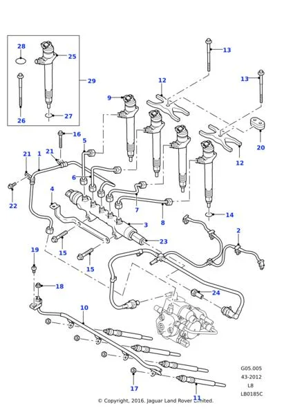 Template LR006866 Pressure limiter valve for common rail LR006803