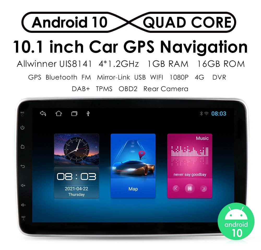 10.1&quot; Android Car Player Radio Stereo GPS Music 1GB+16GB Touch Screen Rotated 360 HD Media Player
