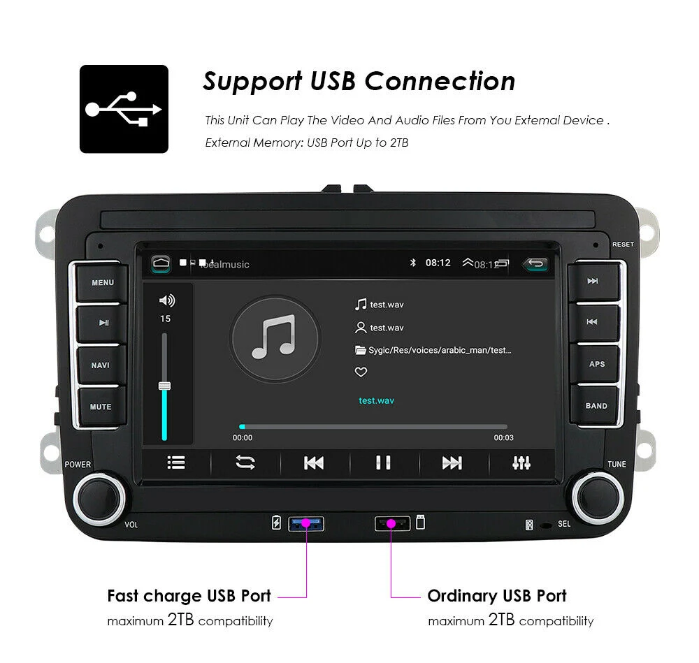 7 Inch Android 10 Radio Car Stereo Carplay Bt GPS for VW Volkswagen Jetta Passat Camera