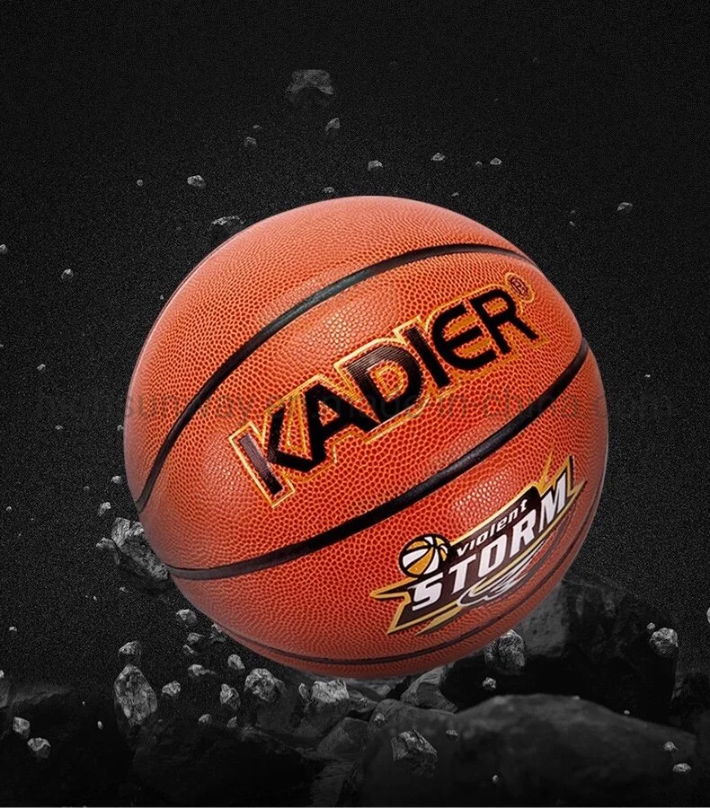 Official Size Laminated Durable Rubber PU/PVC Indoor/Outdoor Leather Basketball in Orange Color