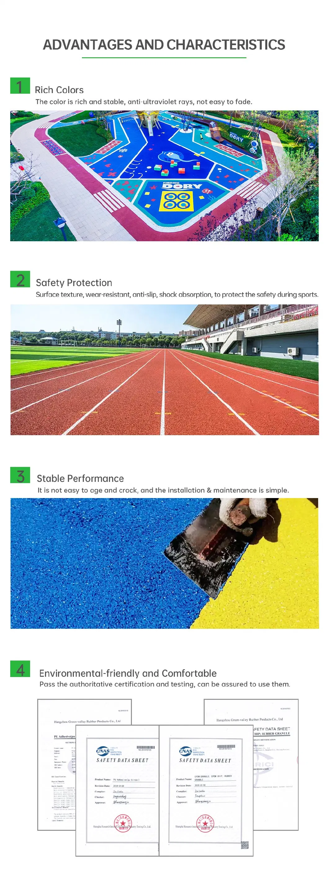 Cheap Price Various Color SBR Rubber Crumb EPDM Rubber Granule for Football Soccer Basketball Playground Field/Running Track/Kindergarten