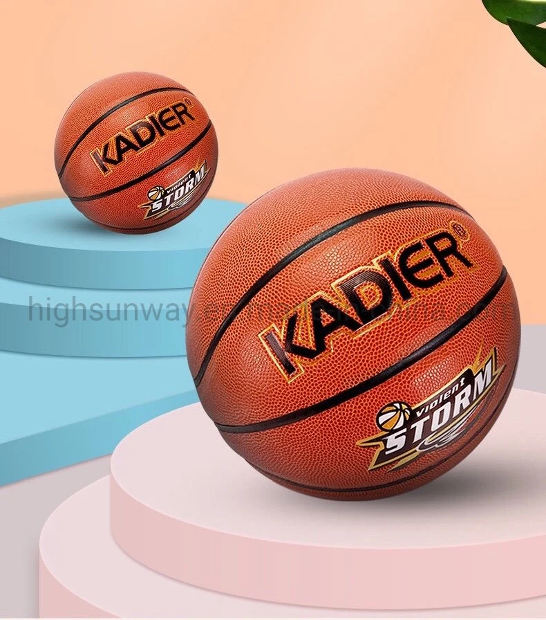 Official Size Laminated Durable Rubber PU/PVC Indoor/Outdoor Leather Basketball in Orange Color